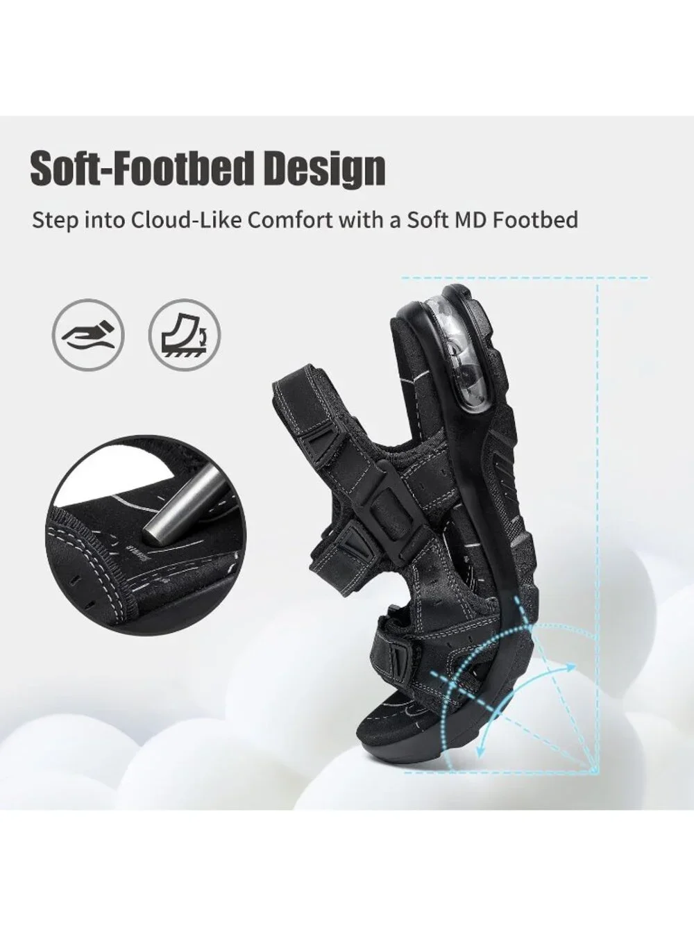 Men All Black Arch Support Outdoor Non Slip Athletic Durable Hiking Sandal Shoes Amazon.com | SUITSER Athletic Sandals for Men Hiking Beach  main image 4